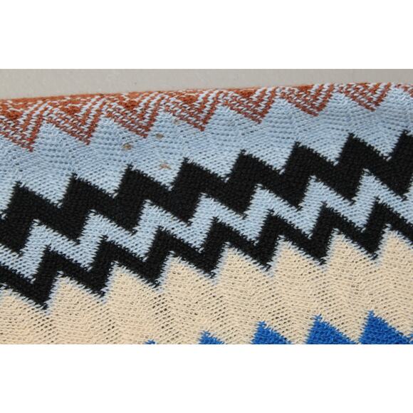 Missoni Poncho Blue & Zig Zag/Chevron Sweater Wool Blend - Picture 4 of 6